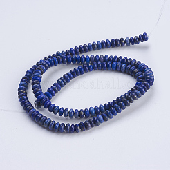 天然石ラピスラズリビーズ連売り  ロンデル  4.5~5x2~2.5mm  穴：0.8mm  約166個/連  15.3インチ（38.5cm）&nbsp;G-P354-10-4x2mm