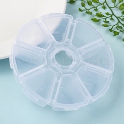 プラスチックビーズ収納ケース  フリップトップビーズ収納  8のコンパートメント  ホワイト  10.5x10.5x2.8cm&nbsp;C008Y