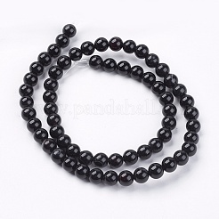 ナチュラルブラックオニキスビーズ連売り  グレードAB  ラウンド  染め＆加熱  ブラック  6mm  穴：0.8mm  約61~63個/連  14.5~15インチ&nbsp;G-H1567-6MM