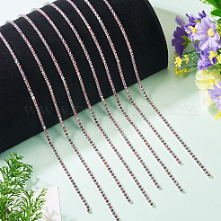 5ヤードの合金ガラスラインストーンカップチェーン  プラチナ  オールドローズ  3x2.5x2.5mm&nbsp;AJEW-TA0002-49B