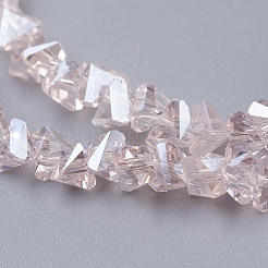 電気メッキガラスビーズセット  ABカラーメッキ  多面カット  三角形  ピンク  3x4x3mm  穴：1mm  約125~135個/連  12.60~13.3インチ（32~34cm）&nbsp;EGLA-J146-4mm-AB02