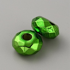 レジンヨーロピアンビーズ  大穴ビーズ  多面カット  ロンデル  ライム  14.5~15x8mm  穴：5mm&nbsp;LS-RESI-TAC0002-79A