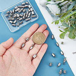 201と304ステンレススチールコードエンド60スタイル4個  コラム  ステンレス鋼色  9~10x4~6mm  穴：2~3.2mm  内径：3.2~5mm  15個/スタイル&nbsp;STAS-UN0047-78