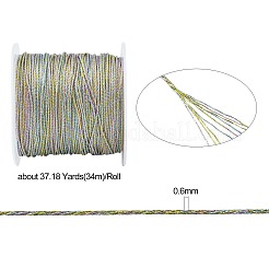 9プライマカロンカラーメタリックコード  ジュエリー作りのための  ラウンド  カラフル  0.6mm  約37.18ヤード（34m）/ロール&nbsp;MCOR-CJ0001-03D-03