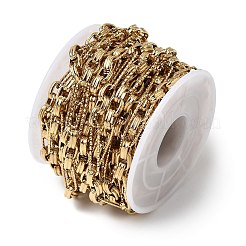 304ステンレススチール楕円リンクチェーン  溶接されていない  スプールで  ゴールドカラー  リンク：20x5x1mm＆7x5x2.5mm&nbsp;CHS-G047-01G