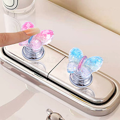 4個 4色 プラスチック製 バタフライ型 トイレタンクボタン  トイレットプレスツール  ミックスカラー  19.5x21.5x17.5mm  1pc /カラー&nbsp;AJEW-TA0003-57