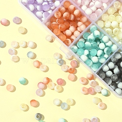 840色のフロストクラックルガラスビーズ12個  ロンデル  ミックスカラー  6x5.5mm  穴：1mm  70個/カラー&nbsp;GLAA-FS0002-17