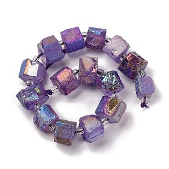 電気メッキ天然のクォーツビーズ連売り  六角プリズム  異形  暗紫色  8~13x10~14x6~11mm  穴：1mm  約15~16個/連  7.8~8インチ（20~20.5cm）&nbsp;G-G767-02-22