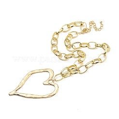合金のペンダントネックレス  女性のためのジュエリー  ハート  ライトゴールド  19.29インチ（49cm）&nbsp;NJEW-K261-08A-KCG