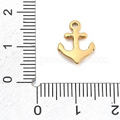 イオンプレーティング（IP）304ステンレススチールチャーム  アンカー  14KGP本金メッキ  13x10x1.5mm  穴：1.5mm&nbsp;STAS-P379-10G
