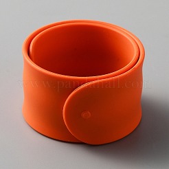 シリコン平手打ちブレスレット  子供用プレーンフラットソフトラップリストバンド  レッドオレンジ  8-1/2インチ（21.6cm）&nbsp;BJEW-WH0020-13D
