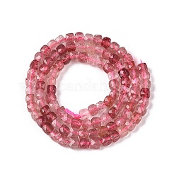 天然石ストロベリークォーツビーズ連売り  多面カット  キューブ  4~5x4~5x4~5mm  穴：0.8mm  約92~105個/連  14.96~15.35インチ（38~39cm）&nbsp;G-N342-131