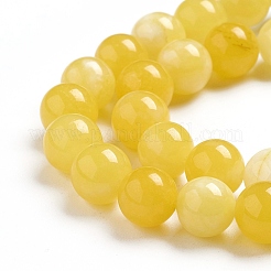 天然石ホワイトジェイドビーズ連売り  模造琥珀色  染め  ラウンド  ゴールド  8mm  穴：0.8mm  約47個/連  14.96インチ（38cm）&nbsp;G-G843-01-8mm