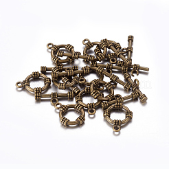 チベット風合金マンテル  カドミウムフリー＆ニッケルフリー＆鉛フリー  リング  アンティークブロンズ  リング：19x15mm  バー：20x3mm  穴：2mm  2個/セット&nbsp;MLF0141Y-NF
