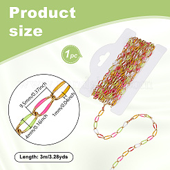 ステンレススチールエナメルカーブチェーン  ハンダ付け  ゴールドカラー  ミックスカラー  9.5x4x1mm&nbsp;CHS-WH0009-07G-04
