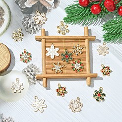 16個 8スタイル合金エナメルとラインストーンペンダント  クリスマス  スノーフレーク  ミックスカラー  19.5~22x14.5~16.5x1.5~3.5mm  穴：1.6~2mm  2個/スタイル&nbsp;FIND-YW0005-88