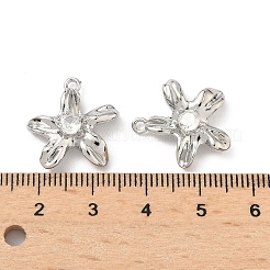 真鍮製マイクロパヴェキュービックジルコニアペンダント  花のチャーム  プラチナ  18x18x6mm  穴：1.6mm&nbsp;KK-L260-10P