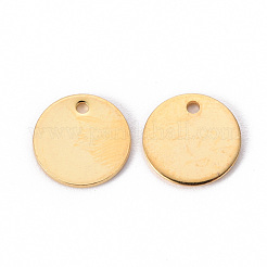 201 ステンレススチール スタンピング ブランク タグ ペンダント  フラットラウンド  ゴールドカラー  10x1mm  穴：1.2mm&nbsp;STAS-T058-10mm-G