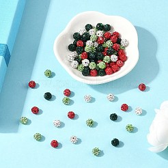 クリスマステーマのポリマークレイラインストーンビーズ  パヴェボールディスコビーズ  グレードA  ラウンド  ミックスカラー  pp9（1.5~1.6mm）  6mm  穴：1.2mm&nbsp;RB-L037-01