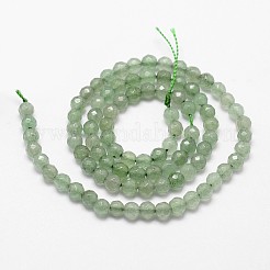 天然石グリーンアベンチュリンビーズ連売り  多面カット  ラウンド  10mm  穴：1mm  約37個/連  14.9インチ〜15.1インチ&nbsp;G-G736-17-10mm