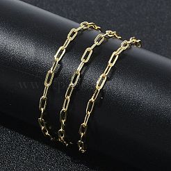 女性用2.4mm真鍮ペーパークリップチェーンネックレス  長持ちメッキ  ゴールドカラー  16.14インチ（41cm）&nbsp;KK-CBA2293-17G