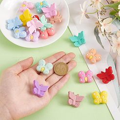 20個 20スタイル バタフライ 食品グレード 環境に優しいシリコンフォーカルビーズ  ミックスカラー  23~24.5x25~31x13.5mm  穴：2.2mm  1個/スタイル&nbsp;SIL-PH0001-34