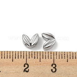 真鍮ビーズ  カドミウムフリー＆ニッケルフリー＆鉛フリー  葉  プラチナメッキ  5x6x3mm  穴：0.8mm&nbsp;KK-P258-12P