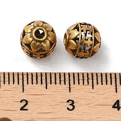 925スターリングシルバービーズ  ハートを持つ中空丸  アンティーク黄金  8mm  穴：1.8mm&nbsp;STER-M113-25AG