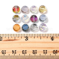 50個の電気メッキガラスビーズ  フラットラウンド  多面カット  パール光沢メッキ  ミックスカラー  8x5mm  穴：1.2mm&nbsp;EGLA-FP0001-02