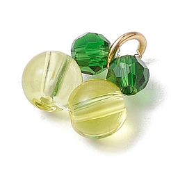 ガラスチャーム  金色の304ステンレススチールの留め具とシードビーズ付き  さくらんぼのチャーム  ミックスカラー  13x12.5x6.5mm  穴：3.5mm&nbsp;PALLOY-JF02935
