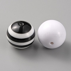 不透明アクリルビーズセット  子供分厚いビーズ  ラウンド  ブラック  20x19.5~20mm  穴：3mm  50個/セット&nbsp;MACR-WH0007-68C