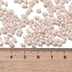 ガラスシードビーズ  ピーナッツ  アンティークホワイト  3.5~4x2~2.5x2~2.3mm  穴：0.8mm  約8000個/ポンド&nbsp;SEED-K009-02A-01