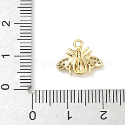 真鍮製マイクロパヴェキュービックジルコニアペンダント  ミツバチのチャーム  18KGP本金メッキ  11x13.5x2mm  穴：1.4mm&nbsp;KK-H528-01G
