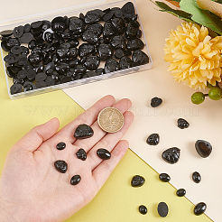 6スタイルのプラスチック人形の犬の鼻のカボション  工芸用  かぎ針編みのおもちゃとぬいぐるみ  ブラック  8~15x10~19x3~7mm  150個/箱&nbsp;DOLL-PH0001-30