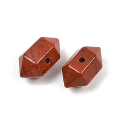 天然石レッドジャスパービーズ  多面カット  六角形の両端が尖った弾丸ビーズ  14~17x8~9x8~9mm  穴：1.5mm&nbsp;GG-CBA3EE1-08A