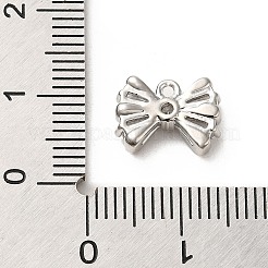真鍮マイクロパヴェクリアキュービックジルコニアペンダント  ちょう結びのチャーム  プラチナ  8.5x11.5x3mm  穴：1mm&nbsp;ZIRC-P113-03P