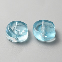 透明ガラスビーズ  スターとムーン  ディープスカイブルー  14x12x6mm  穴：1.2mm&nbsp;GLAA-TAC0020-05A