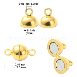 20セット2色真鍮マグネットクラスプ  ニッケルフリー  ラウンド  プラチナ·ゴールデン  11.5x6mm  穴：1.2mm  10セット/カラー&nbsp;KK-CJ0001-84