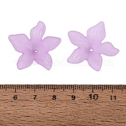 半透明アクリルビーズ  艶消し  フラワービーズキャップ  プラム  29x27x8mm  穴：2mm  約515個/500g&nbsp;FACR-5335-6