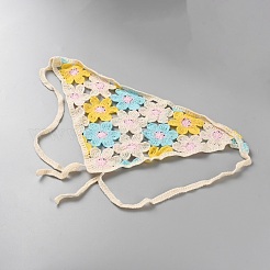 コットンニットの三角スカーフ  夏の旅行と写真撮影に  かぎ針編み  ヘアバンド。  ライトスカイブルー  500x250x2mm&nbsp;AJEW-WH20001-82C