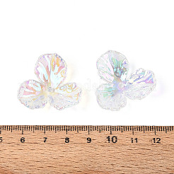 UVメッキレインボーアクリルビーズキャップ  虹色の  クリアAB  27.5~28x29.5x8.5mm  穴：2mm&nbsp;OACR-N158-01