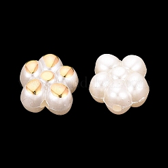 ABSプラスチックパール調ビーズ  ゴールドライン入り  花  乳白色  14.5x13x7.5mm  穴：1.8mm  約555個/500g&nbsp;PL-N007-41