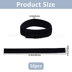面ファスナー付きポリエステル＆ナイロン伸縮性ストラップ16本  ブラック  305x25x4mm&nbsp;AJEW-FH0007-61A