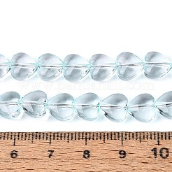 ベーキングペイント透明ガラスビーズ連売り  ハート  ライトシアン  8x8x5mm  穴：0.5~0.9mm  約80~81個/連  23.62~24.41インチ（60~62cm）&nbsp;DGLA-N021-01A-01