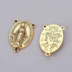 チベット風オーバル聖母ロザリオパーツシャンデリアコネクターパーツ  アンティーク黄金  鉛フリー＆カドミウムフリー＆ニッケルフリー  23x14.5x3mm  穴：1mm&nbsp;GLF0961Y-NF