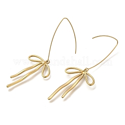 304ステンレススチールの蝶結びダングルイヤリング  18KGP本金メッキ  80x28mm&nbsp;EJEW-H015-02G
