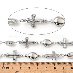 304ステンレススチール製クロスとティアドロップリンクチェーン  ハンダ付け  スプールで  ステンレス鋼色  クロス：23x13x3mm  涙：18x9.5x5 mm&nbsp;CHS-G042-09P