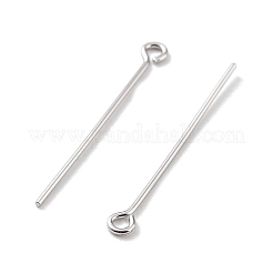 変色防止ロジウムメッキスターリングシルバーアイピン925個  プラチナ  24ゲージ  25x2.5x0.5mm  穴：1.4mm&nbsp;STER-M117-04A-P