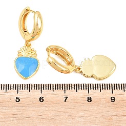 バレンタインデー用真鍮製フープピアス  エナメル  神聖な心  カドミウムフリー＆鉛フリー  長持ちメッキ  ラックめっき  18KGP本金メッキ  ミックスカラー  33x11mm&nbsp;EJEW-Z164-11G
