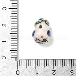 手作りの陶器ビーズ  動物のテーマ  手描き  ファミーユは磁器バラ  古いレース  豚  10x11x14mm  穴：1.8mm&nbsp;PR-CBA7C1A-01G